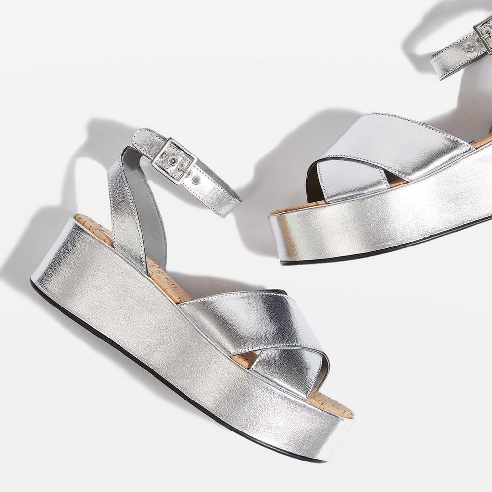 Topshop NWT Silver Platforms